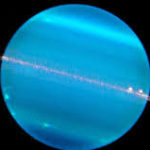 Uranus, icy planet, horizontal rotation, tilt, azure blue colour, Voyager 2